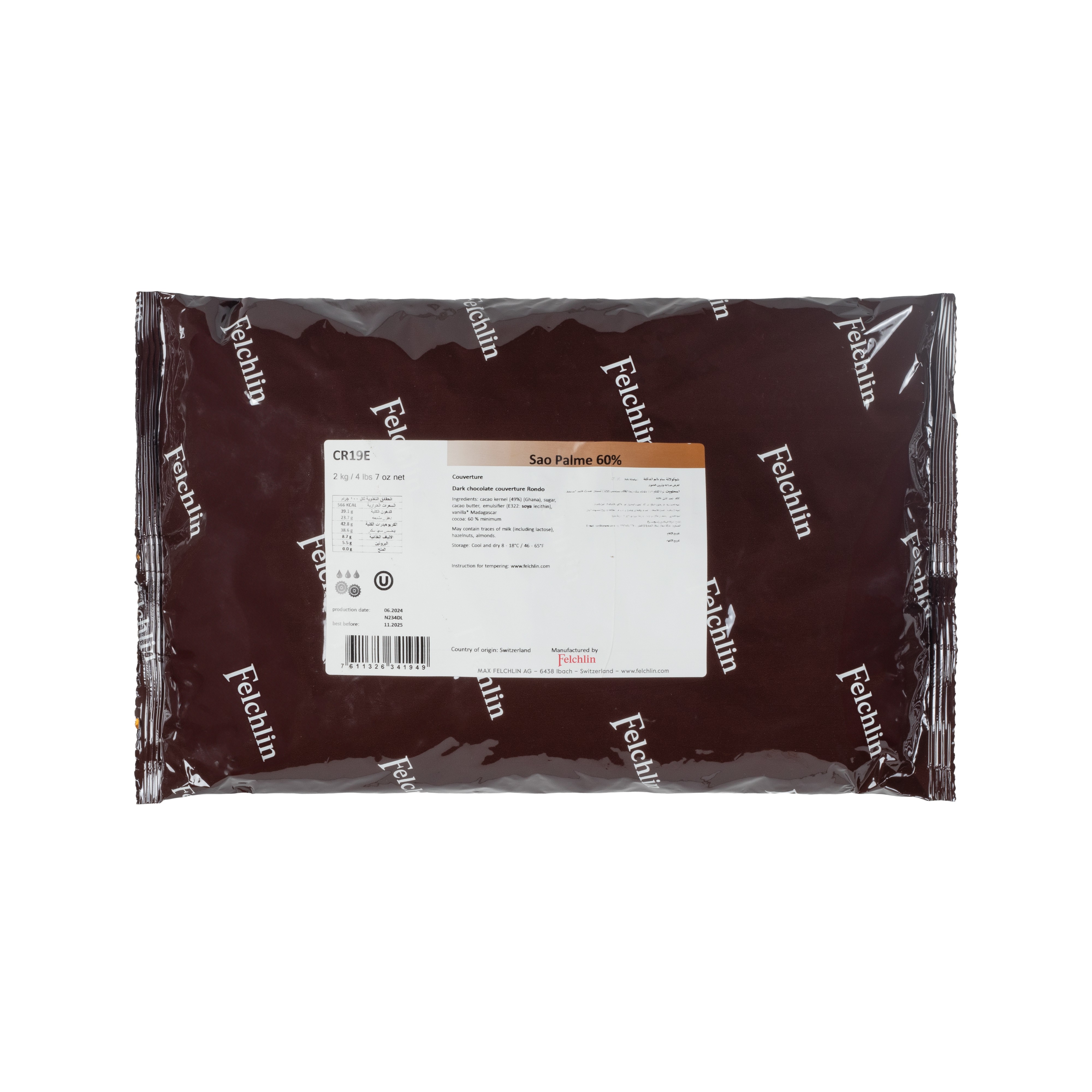 Felchlin Sao Palme Dark Couverture 60%